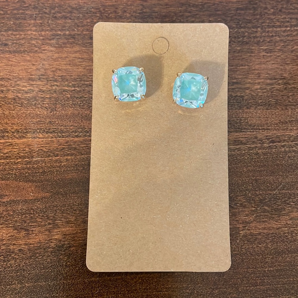 Large aqua blue studs earrings